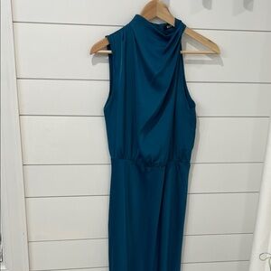Chic One-Shoulder Teal Dress